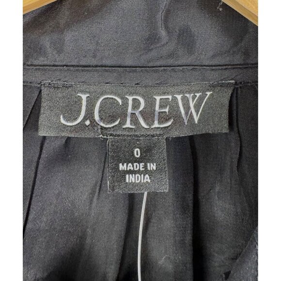 J.crew Tie-neck top‎ in crepe de chine black preppy flowy sz 0 - Picture 2 of 8
